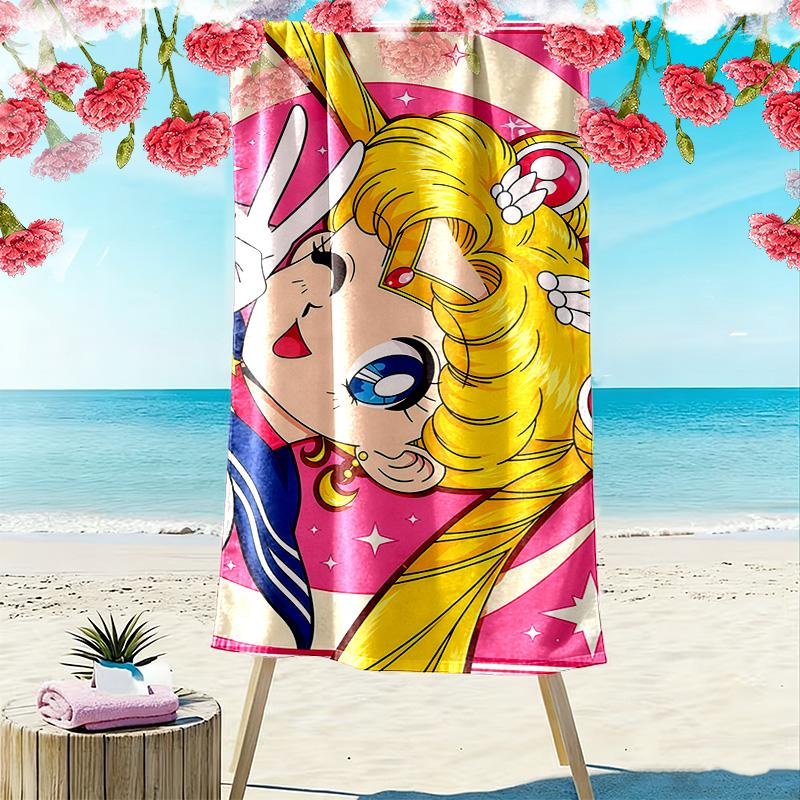 Sailor Moon2 Print Beach Towel, Large Soft Quick Dry Towel for Beach Camping Swimming
