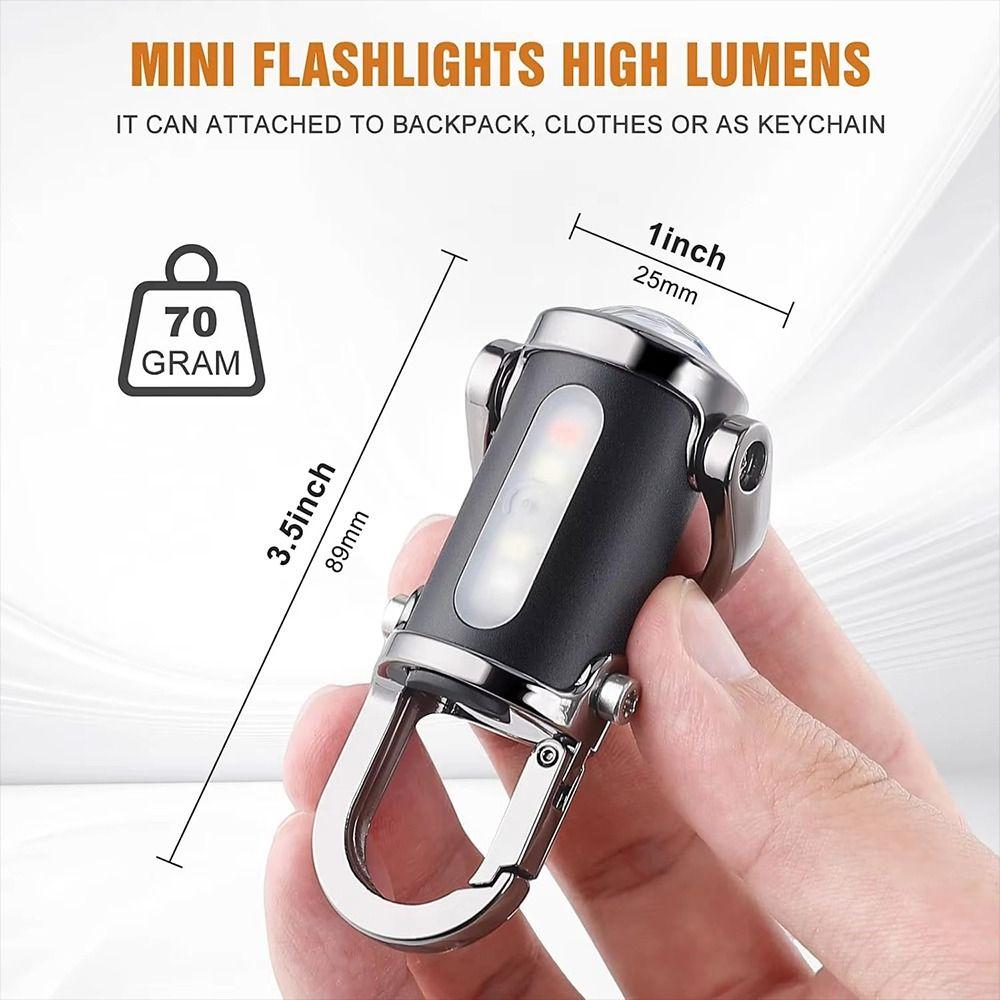 Mini LED COB Flashlight USB Rechargeable Torch Keychain Lamp Portable Pocket Outdoor Camping Working Lantern with Red&Blue Light