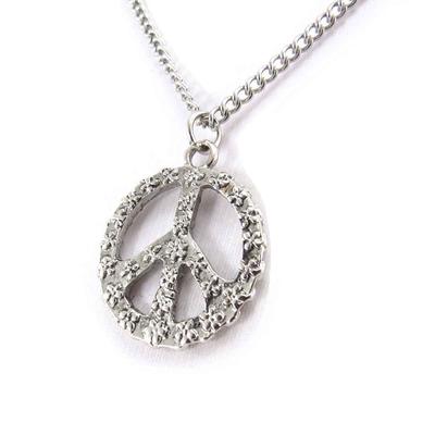 [J8067] - Silver 'Peace' Designer Necklace