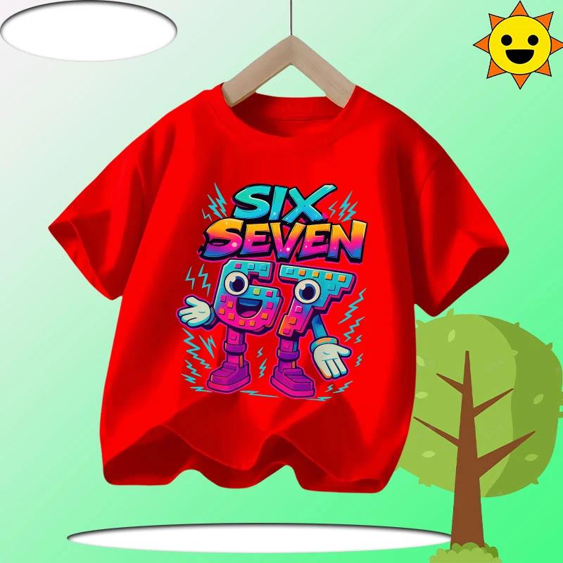 Summer Six Seven 67 Cartoon Cute Print Children‘s Short Sleeve Tops Polyester Casual Kids T-shirt Fashion Boys Girls Clothes Tees