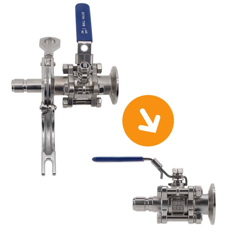 Brewer Built Full Port Ball Valve 1.5 Inch Tri Clamp x Male Quick Disconnect Stainless Steel 304 Homebrew Brew Kettle Spigot