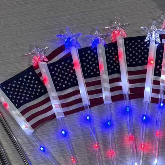 8Pcs Solar Stake Lights Waterproof Outdoor LED Pathway Lights with 8 Modes Red White Blue Solar Powered Garden Stakes Lights for Independence Day 4th