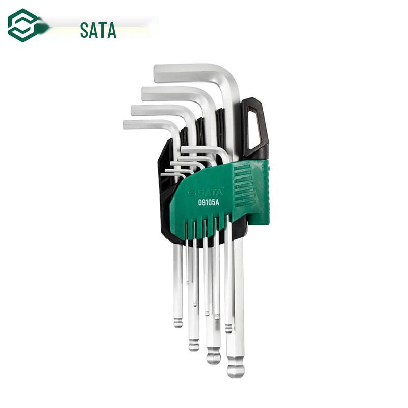 SATA 9-Piece Extra Long Ball End Hex Key Wrench Set