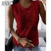 HNXC Women's Fashion Casual Solid Color Print Sleeveless O Neck Blouses & Shirts