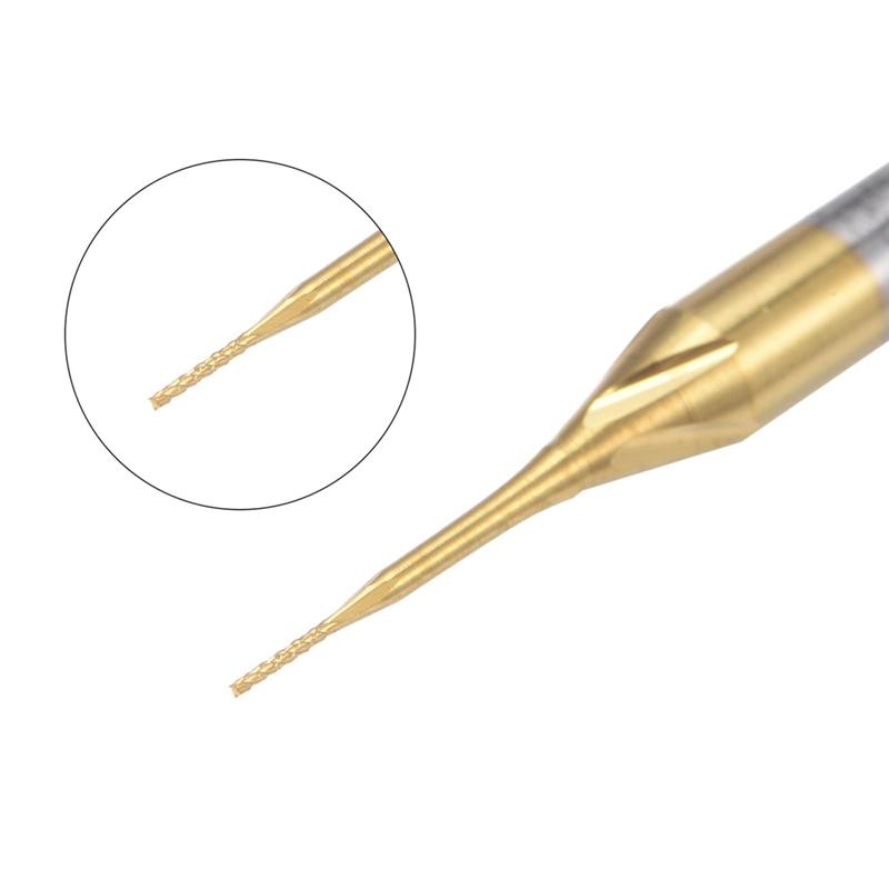 

AD23-10PCS Titanium Coat Carbide End Mill Engraving Milling Cutter CNC Router Bits For PCB Machine, 1/8 Inch Shank As Shown 0.3Mm