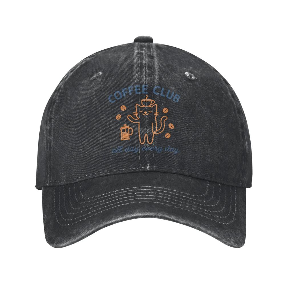 Cats Coffee Lover Baseball Cap Vintage Distressed Washed  Snapback Cap for Men Women Outdoor Activities Adjustable Caps Hat