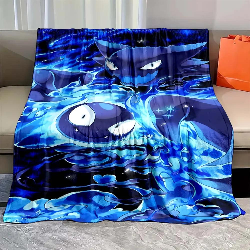 Japanese Games Pokemon Gengar Cartoon Blanket Warm Soft Flannel Material Suitable for Home Sofa Travel Camping RV Luxury Gift