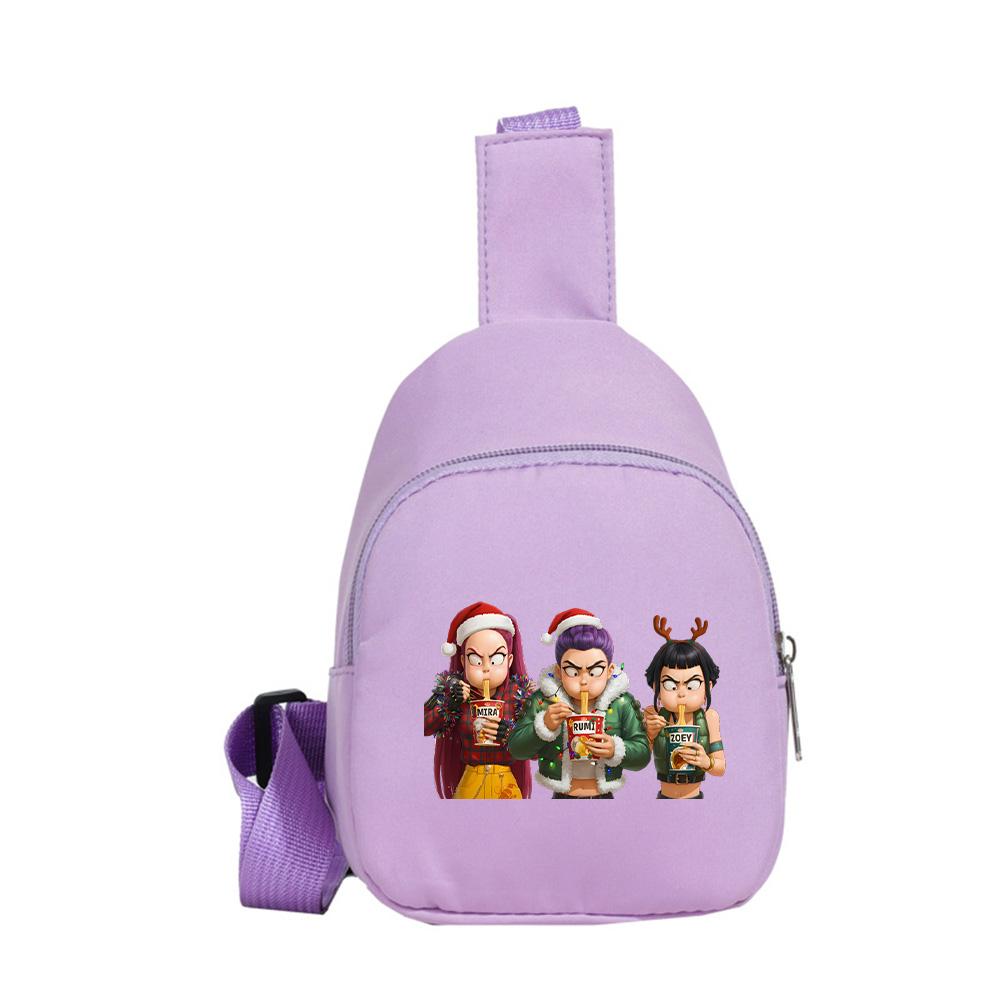 Christmas K-pop Demon Hunters Printed Kawaii Chest Pack for Boy Girl Anime Cartoon Shoulder Bag Students Portable Crossbody Pouch Chest Bag Kid Gift