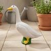 Porch Goose Statue Yellow Beak Standing Black Eyes Lawn Ornament for Garden, Yard,