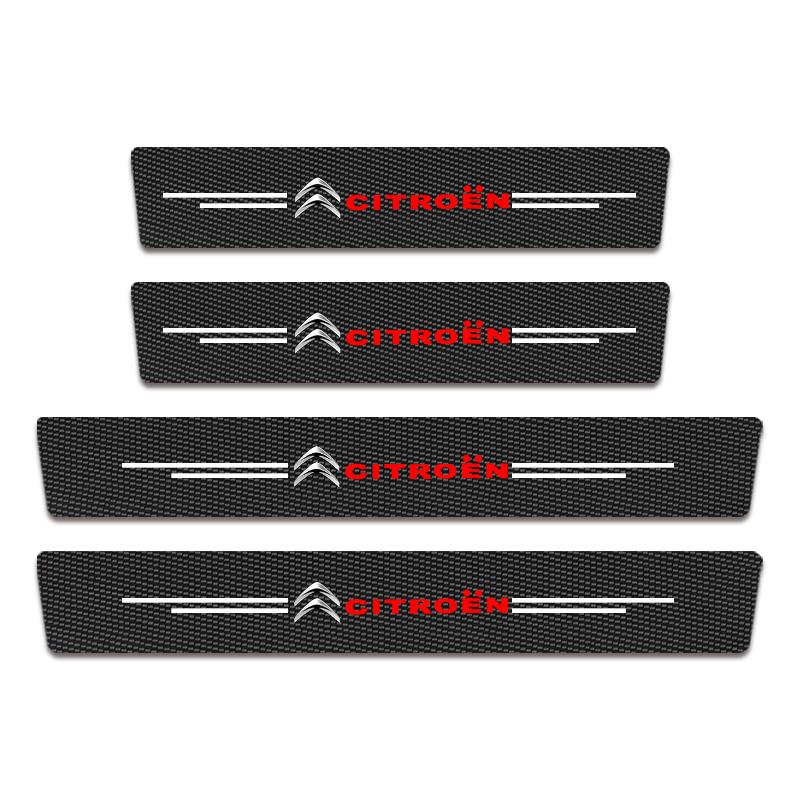 4Pcs Carbon Fiber Car Door Sill Plate Protectors Stickers For Citroen C1 C2 C3 C4 C5 C6 C8 Picasso Cactus Vts Aircross C-Elysee