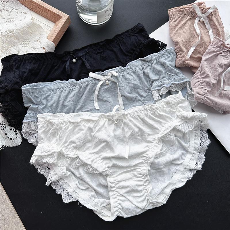 Damen Frühling und Sommer Reizvolle Eis-Seide Spitze Mesh Baumwolle Sexy Hüftunterwäsche