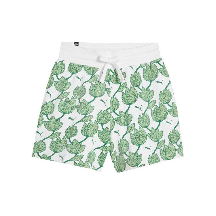 

Puma Floral Lace-Up Mid-Rise Casual Shorts Women shorts Green 679352-86 XS