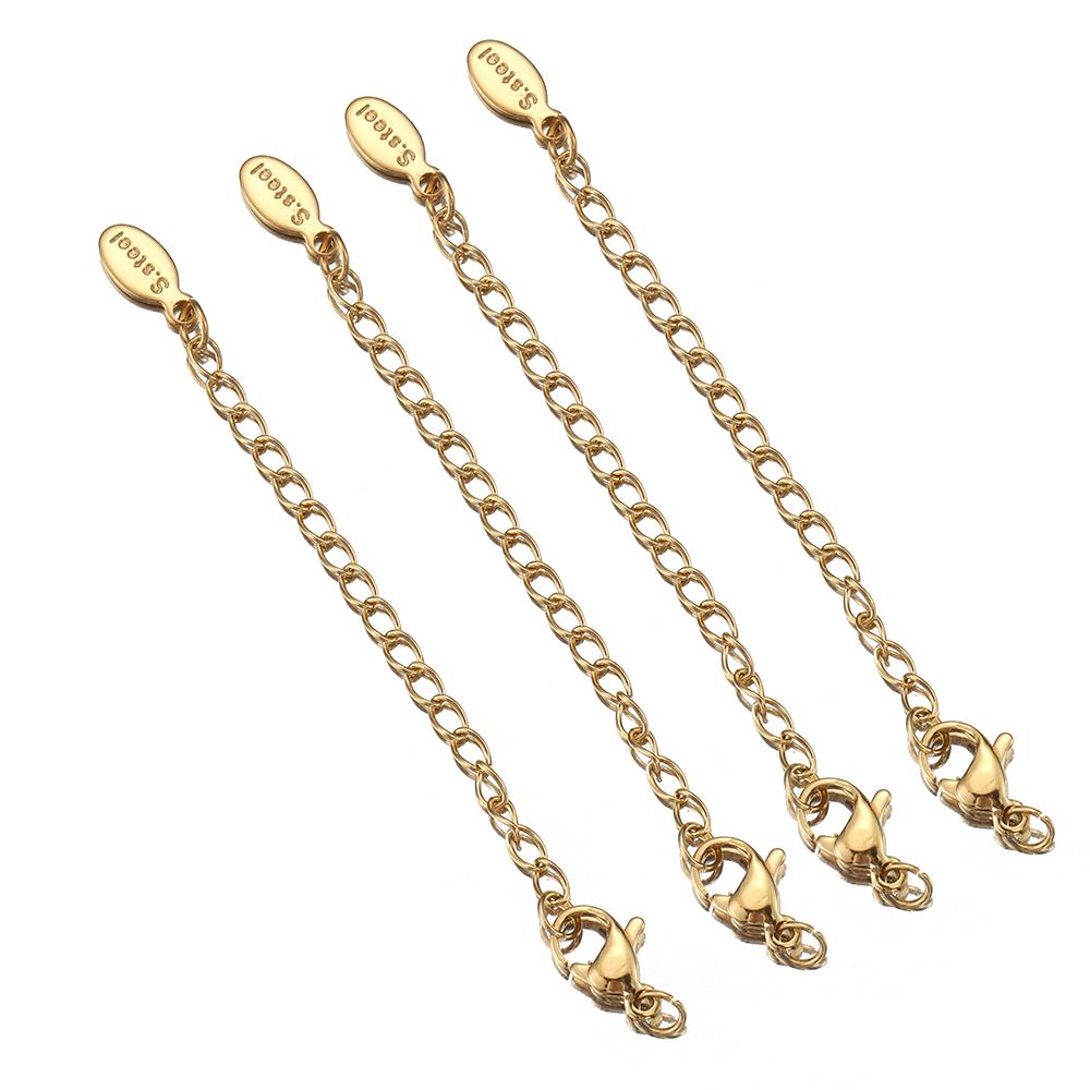 5pcs Stainless Steel Extension Tail Chain Lobster Clasps Connector Extended Chain Bracelet Necklace Jewelry Making DIY Component