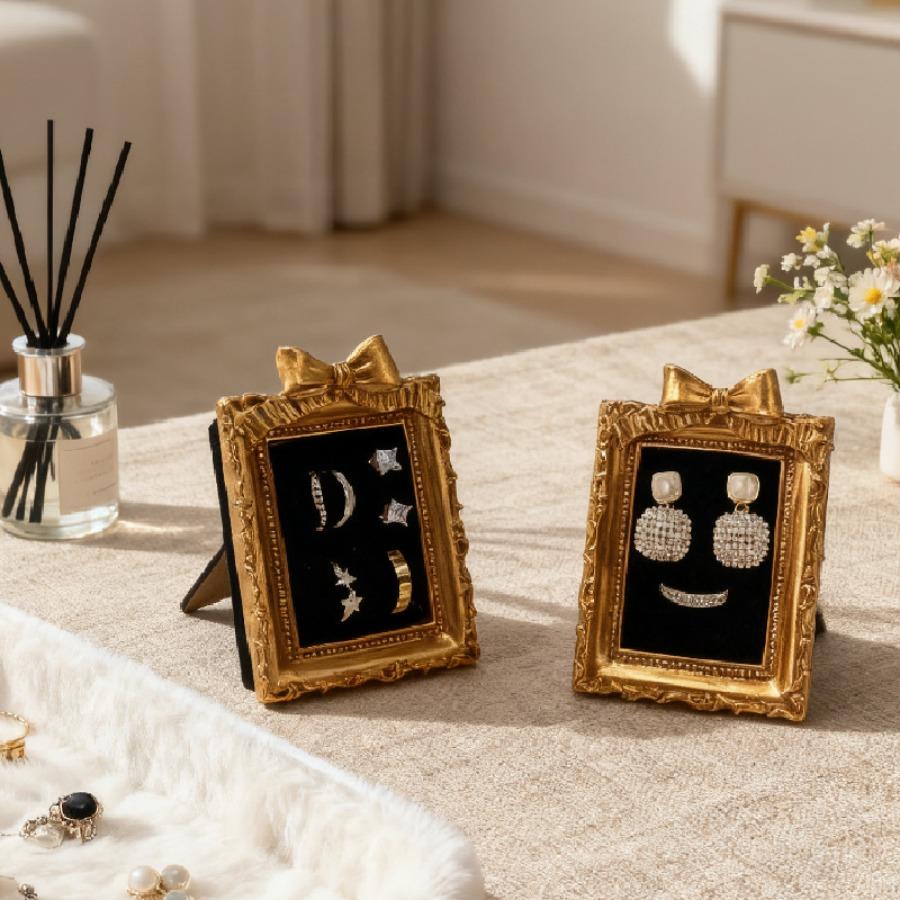 Victorian Style Photo Prop Antique Golden Ring Holder Earring Display Stand Jewelry Photography Display Vintage Background