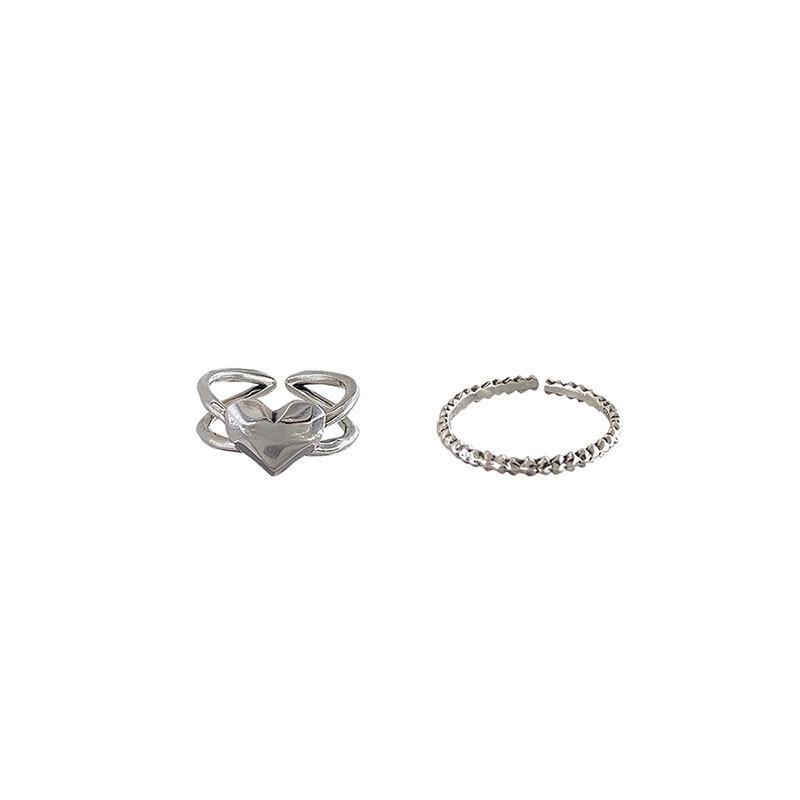 925 Pure Chic Silver Double Layer Heart Ring In Trendy Korean Design Perfect For Gifting