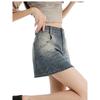 Blue Denim A- Line Mini Skirt Women'S High Waist Slimming Summer New Style Prevent Exposure Personality Wrap Around Short Skirt