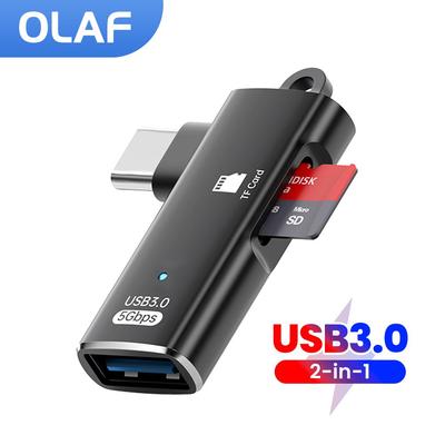 2-in-1 USB 3.0 Typ-C-Adapter zu TF-Kartenleser OTG Hochgeschwindigkeitsübertragung Intelligentes Speicherkartenlesen Typ-C für iPhone 15 16 PC
