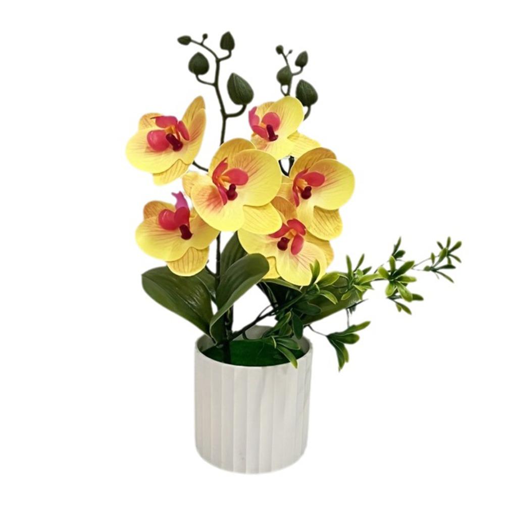 Multicolor Butterfly Orchid Artificial Flower Plastic Faux Moth Orchid Potted  Desktop Oranemnt