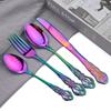 AJOYOUS 30Pcs Cutlery Set Stainless Steel Dinnerware Kitchen Flatware Knife Fork Tea Spoon Western Tableware Mirror Silverware