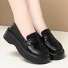 British style small leather shoes spring and autumn new single shoes one pedal platform soft leather loafers middle-aged women's shoes