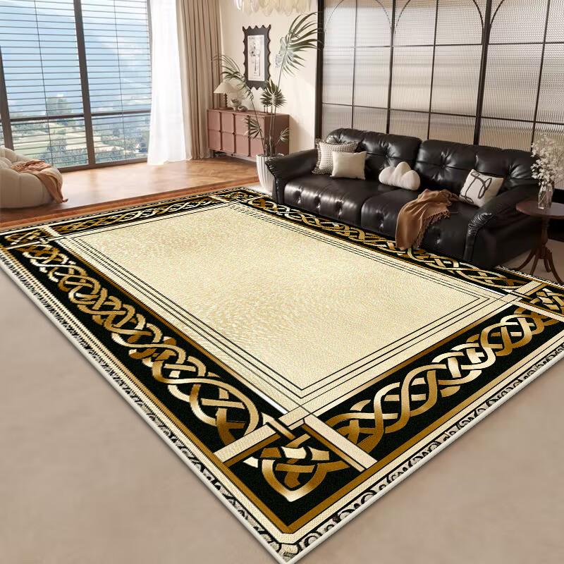 Golden Luxury Carpet Large Living Room Modern Decoration Home Rugs Non-slip Bedroom Mat Customizable Coffee Table Lounge Rugs