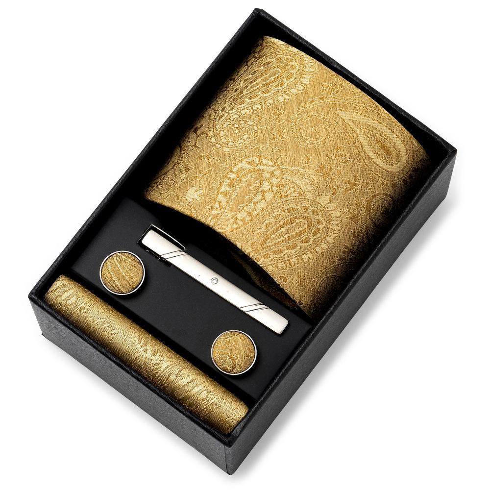 Men'S Tie Net Color Striped Jacquard Yarn Business Professional Tie Set Men'S Gift Box