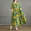 Summer Floral Maxi Dress Women Plus Size Vintage Linen Loose Elegant Basic Casual Dress New