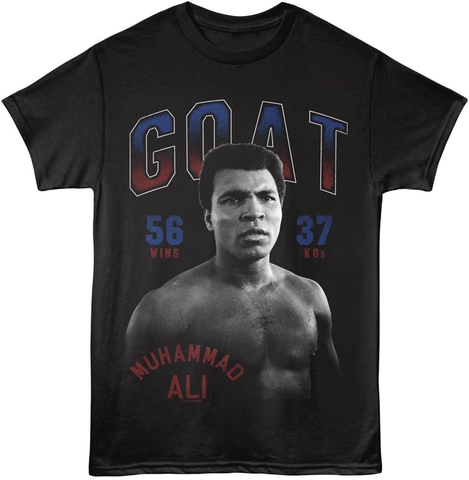 

Muhammad Ali The Goat Wins and KOS Black Graphic Crew Neck, Short Sleeve Tee - Vintage Style Boxing T Shirt for Men & Women S разноцветный