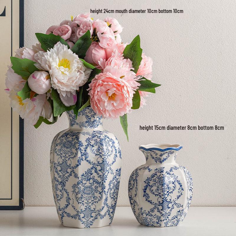 Chinese Blue & White Porcelain Retro Vase for Home Decor and Fresh Flower Arrangements
