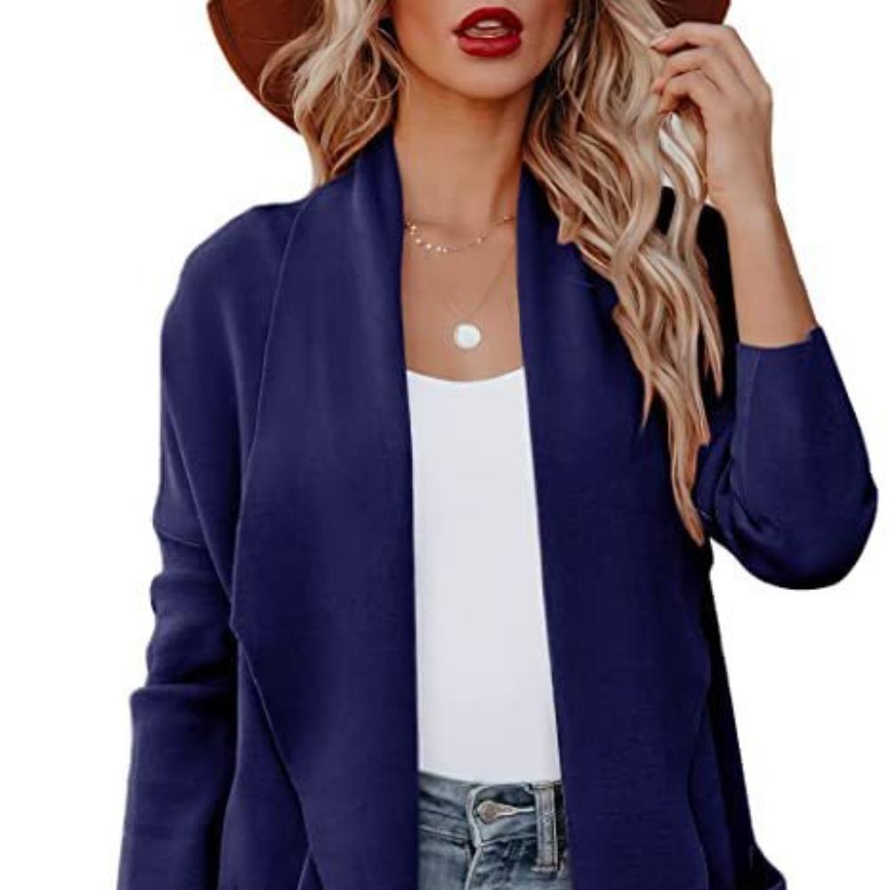 2025 Women's Autumn Casual Loose Solid Color Long Cardigan Pocket Woolen Coat