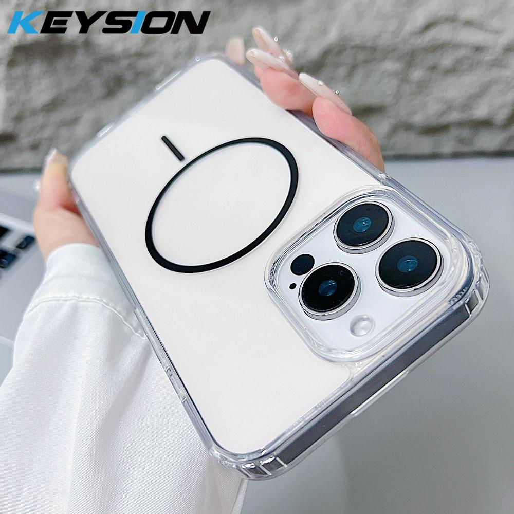 KEYSION HD Transparent Magnetic Wireless Charge Phone Case for MagSafe for iPhone 11 12 Pro Max Hard Clear Cover