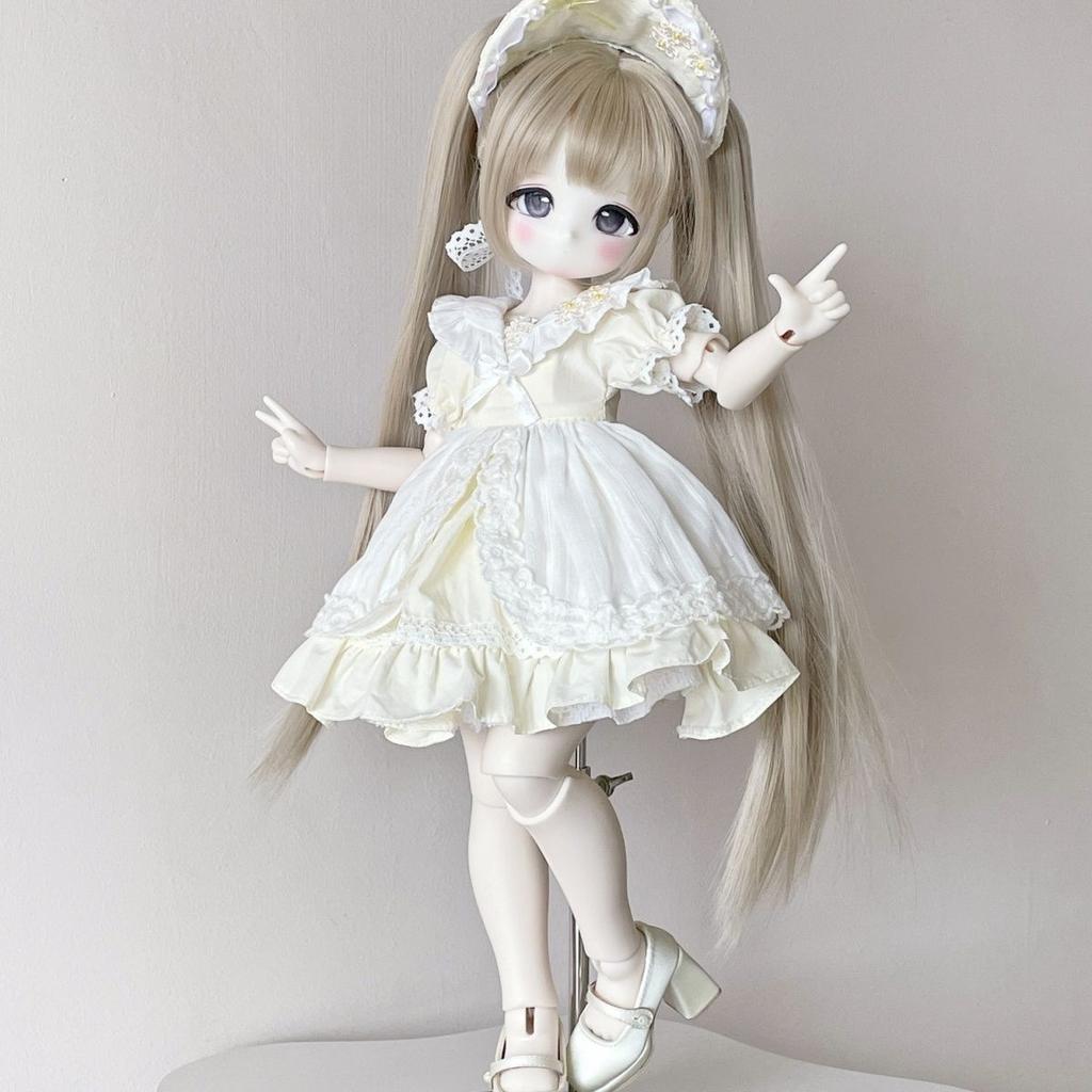 1/4 Doll's Clothes Suit for 45cm Bjd Doll Headwear + Skirt + Skirt Support Dress Up Toys Play House Doll Accessories, No Doll