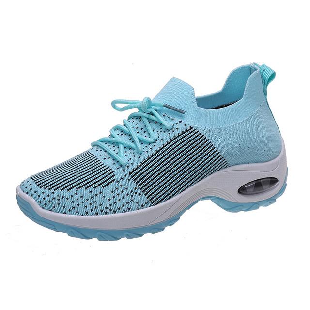 Rimocy Høst Plattform Kilesko Sneakers Kvinner Pustende Mesh Luftpute Sportssko Kvinne Blandet Farge Strikkede Fritidssko