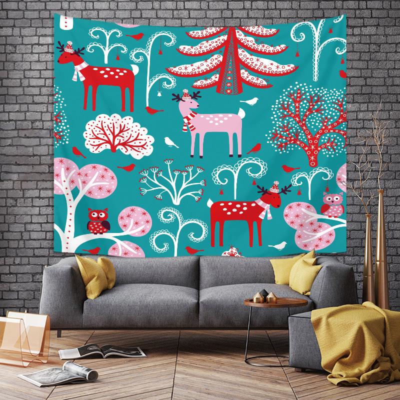 Tapiserie vánoční série, sněhové vločky, los, vánoční stromky, ozdobné tapiserie Santa Clause