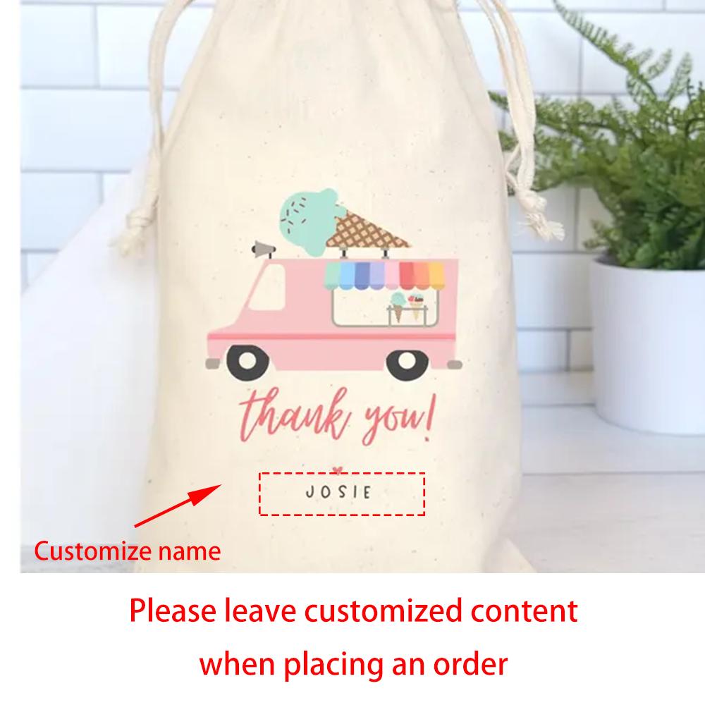 

Personalized 4Pcs Ice Cream Truck Party Favor Bags Rainbow Ice Cream Party Theme Summer Birthday Party Baby Shower Too Sweet 4pcs 13X18cm