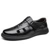 Men's shoes summer new leather breathable dad shoes middle-aged men's hollow leather shoes non-slip soft-soled leather sandals men