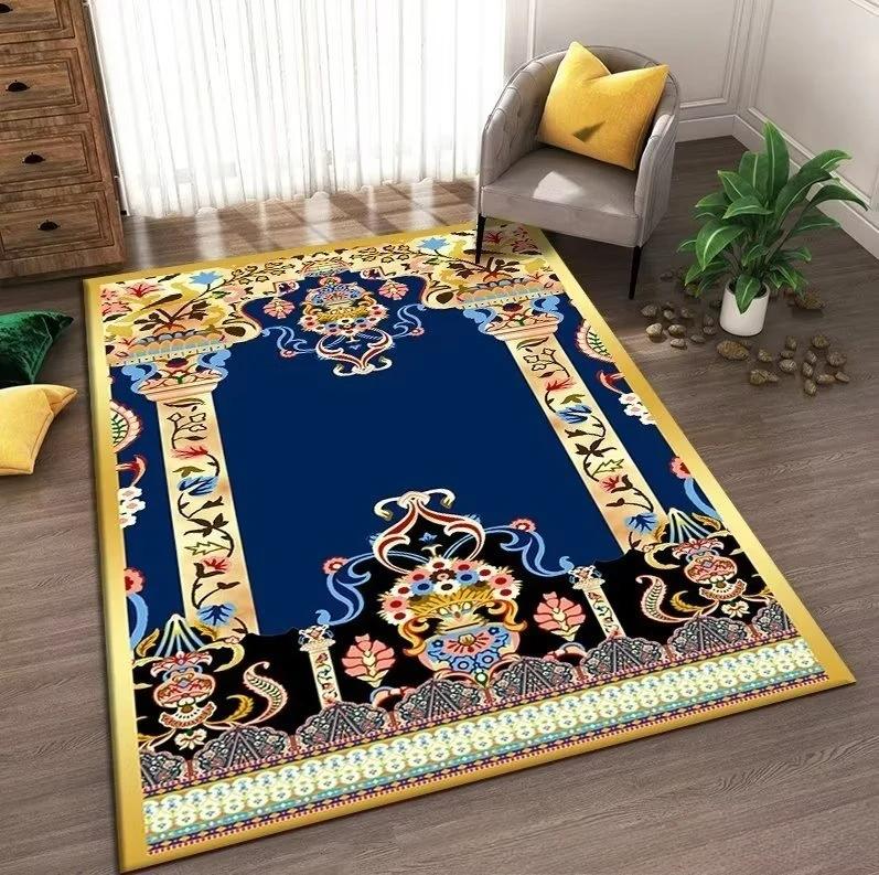 Islam Muslim Prayer Mat Living Room Decor Anti-slip Carpets Bedroom Bedside Soft Rug Entrance Doormat Machine Washable Carpet