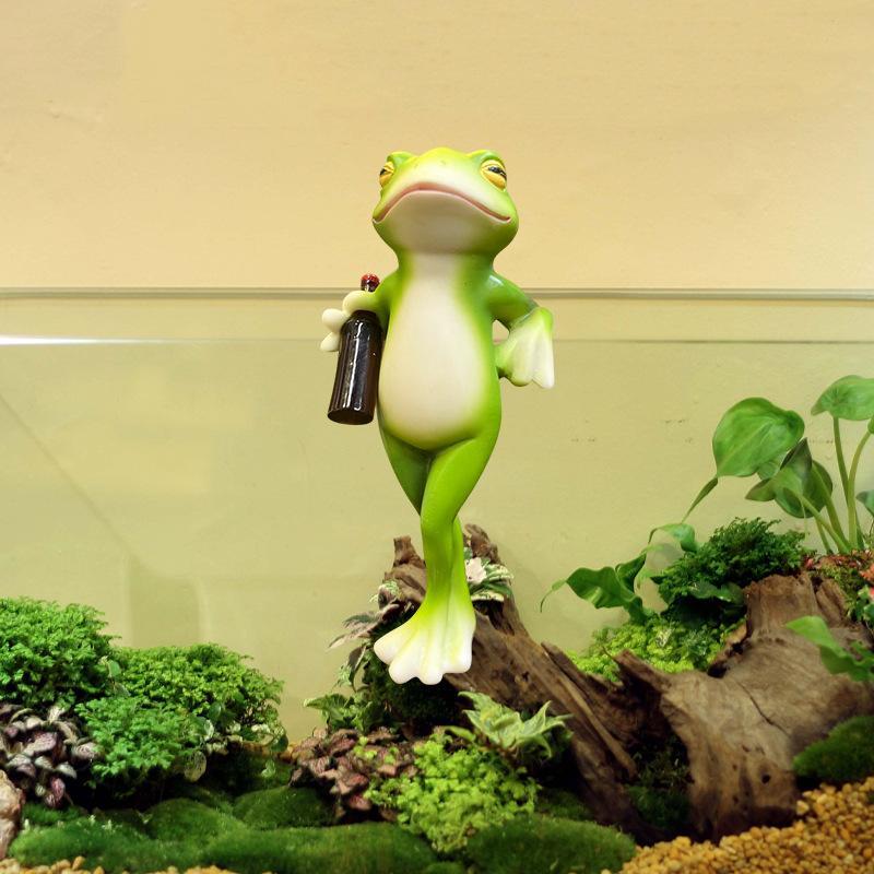 Hanging Flower Pot Edge Frog Decorative Ornaments Resin Mini Craft Glass Fish Tank Pendant Desktop Figurines