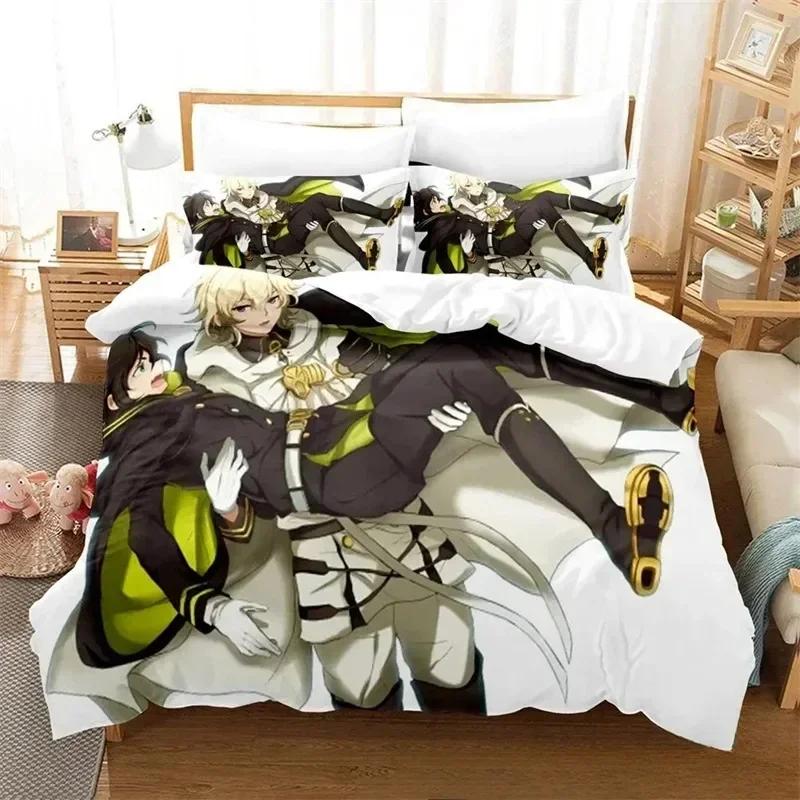 Luxury New 3D Print Anime Seraph of the end Bedding Set Girls Twin Queen King Size Duvet Cover Pillowcase Bed boys Adult