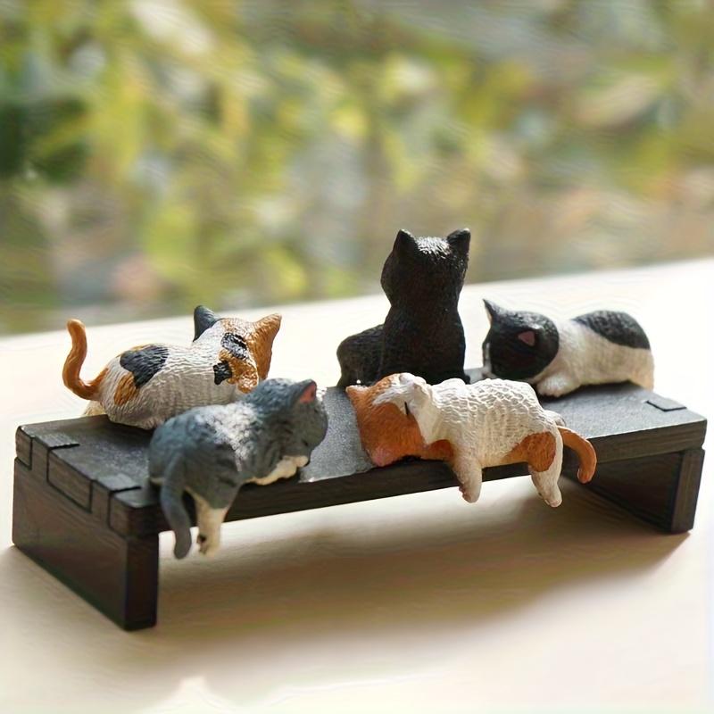 5-Pack Cute Healing Cat Monitor Decoration - Kawaii Screen Edge Sitter Figurines for Office Desk, Anti-Loneliness Companion