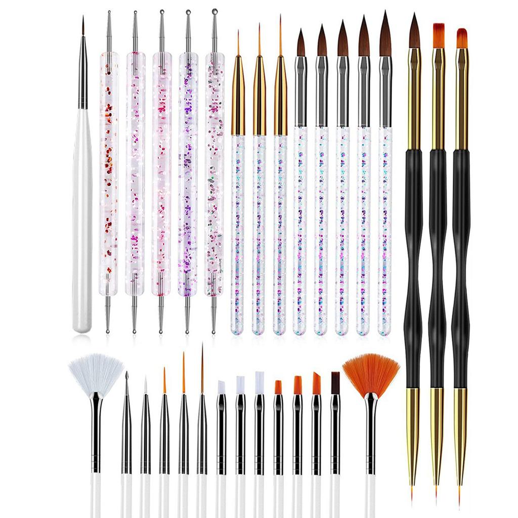 31Pcs Nail Brush Pen Set Nail Art Liner Brush UV Gel Painting Acrylic Nail Tool