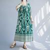 Summer New Temperament V-neck Mid-length Dress Retro Printing Loose Dresses