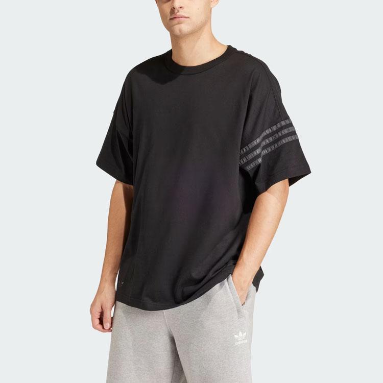 Adidas Originals Street Neuclassic T-Shirt With Three-Stripe Trim And Loose Fit Crew Neck Men Tops Black IR9452