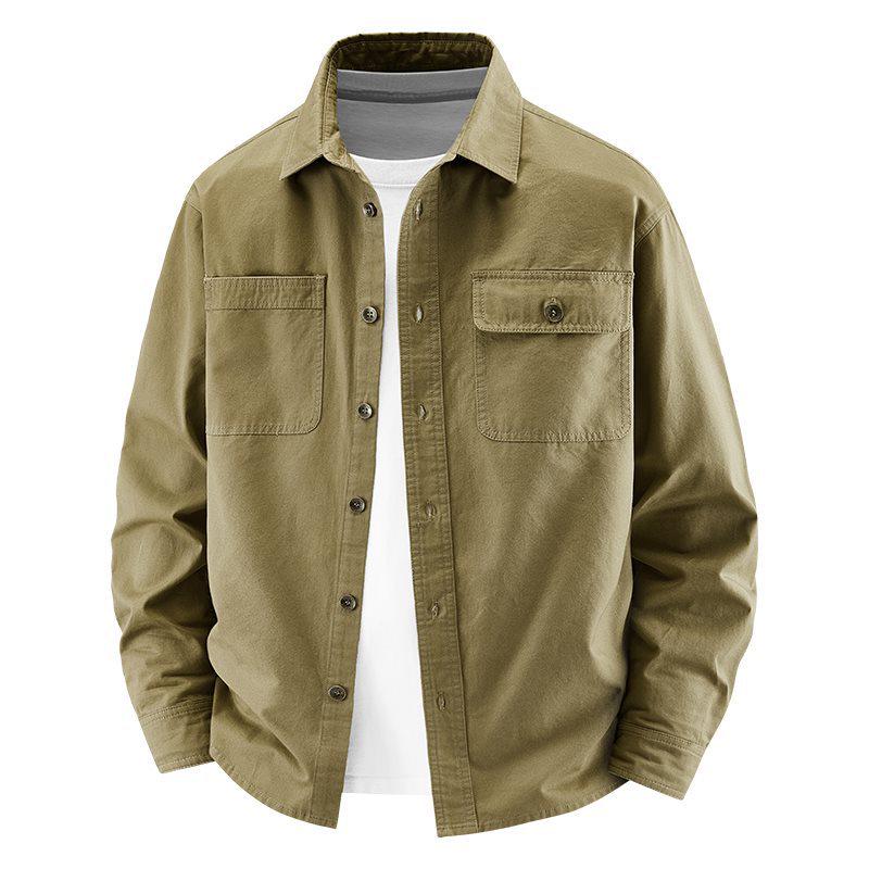 Men s Plus Size Military Style Business Workwear Shirt - Spring/Autumn S хаки