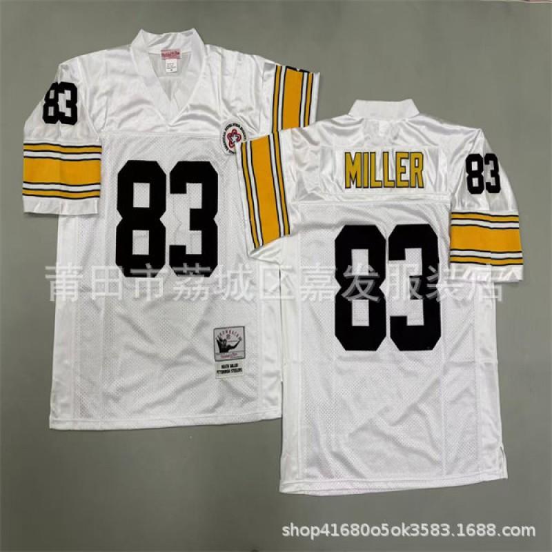 Pittsburgh Steelers Vintage NFL Football Jersey Men Cotton Embroidered Training Shirt Rugby Sport Wear