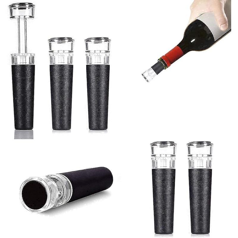 Vacuum Wine Stopper Reusable Stoppers with Built-in Vacuum Pump Leakproof Wine Bottle Sealer Silicone Caps,Wine Saver 5