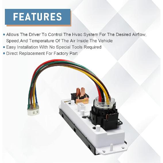 HVAC A/C Heater Control Panel With Blower Motor Switch For 1999-2004 Jeep Wrangler TJ Replace# 55037473AB, BL101, HS-373