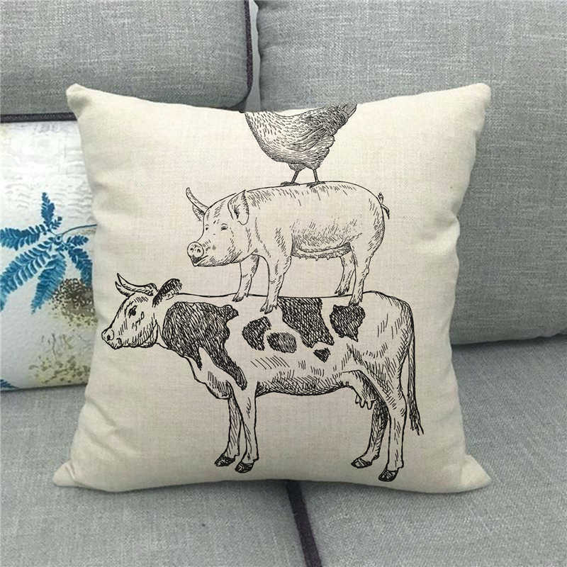 Cute Farm Christmas Animals Digital Printing Short Plush Pillow Covers For Car Sofa Office Cushion Cover Home Goods
