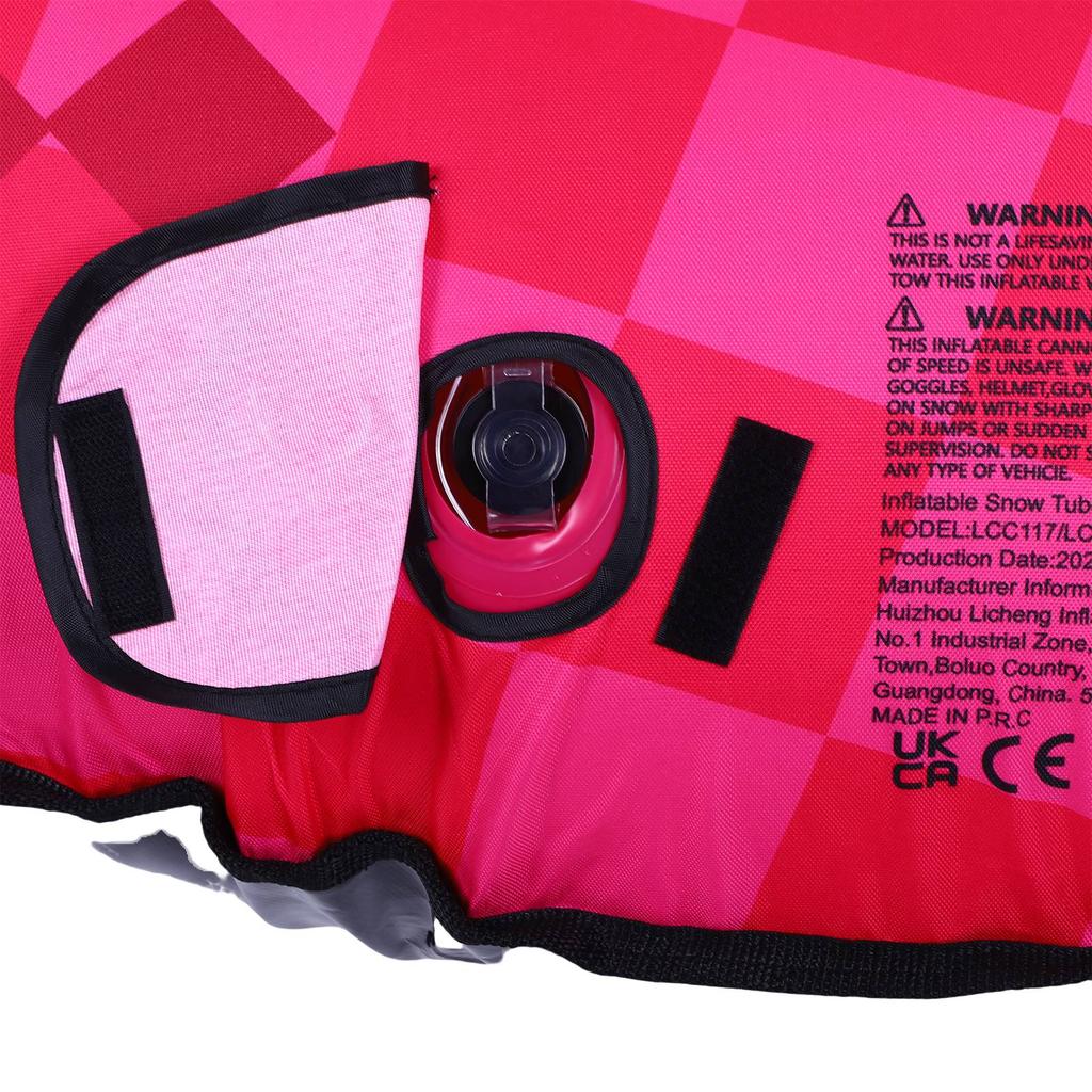 43inch Inflatable Snow Tube Rose Red Cold Proof Thickened PVC Inflatable Snow Sled with 2 Handles for Winter Outdoor