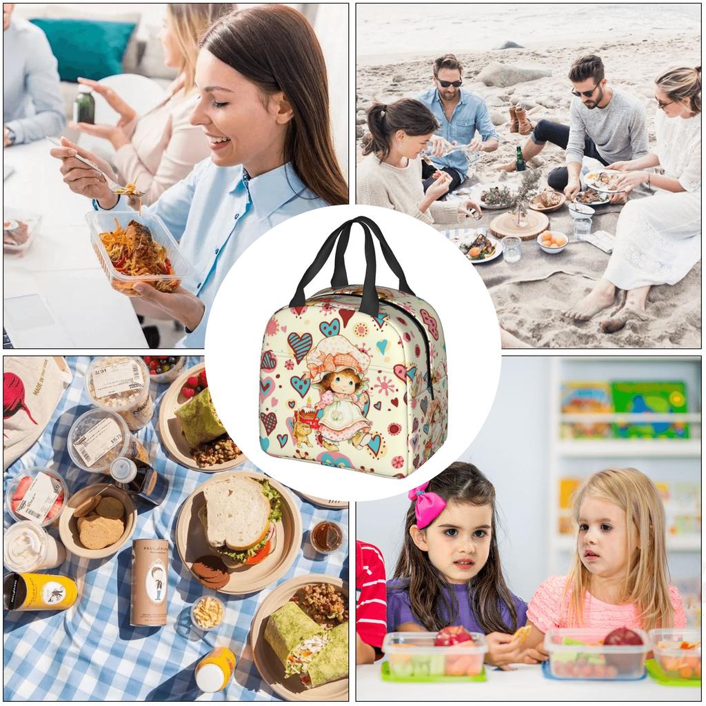 Cute S-Sarahs K-Kays Thermal Insulated Lunch Bags Cartoon Resuable Lunch Tote for School Office Outdoor Multifunction Food Box